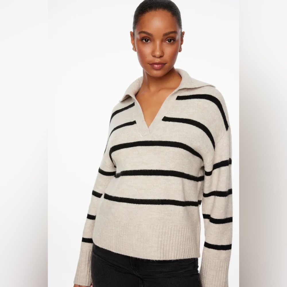 Dynamite Striped Black and Cream Sweater